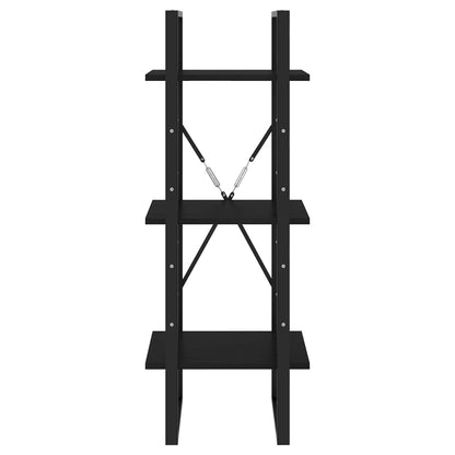 3-Tier Book Cabinet Black 40x30x105 cm Solid Pinewood