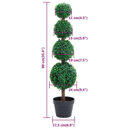 Artificial Boxwood Plant with Pot Ball Shaped Green 90 cm
