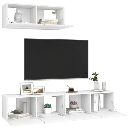 TV Cabinets 3 pcs White Engineered Wood