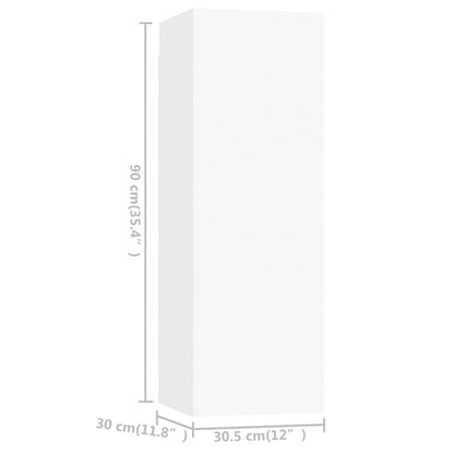 8 Piece TV Cabinet Set White Engineered Wood
