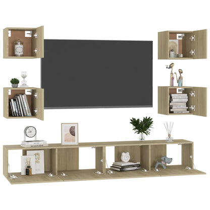 6 Piece TV Cabinet Set Sonoma Oak Engineered Wood