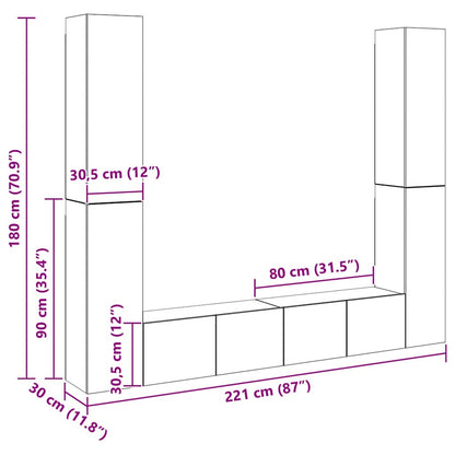 6 Piece TV Cabinet Set Sonoma Oak Engineered Wood