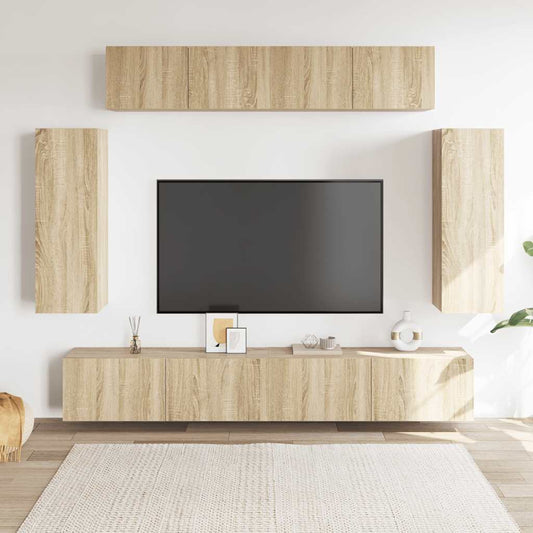 6 Piece TV Cabinet Set Sonoma Oak Engineered Wood