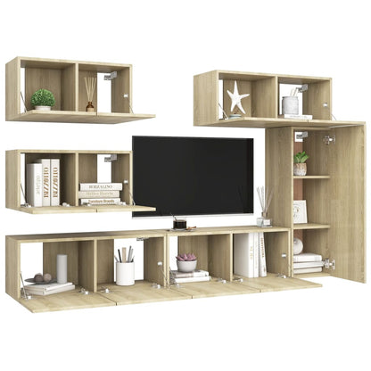 6 Piece TV Cabinet Set Sonoma Oak Engineered Wood
