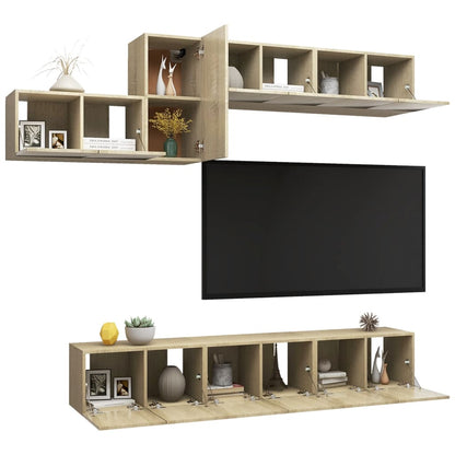 7 Piece TV Cabinet Set Sonoma Oak Engineered Wood