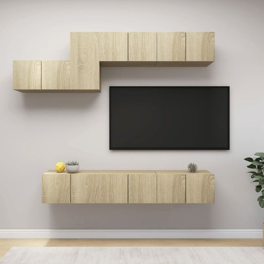 7 Piece TV Cabinet Set Sonoma Oak Engineered Wood