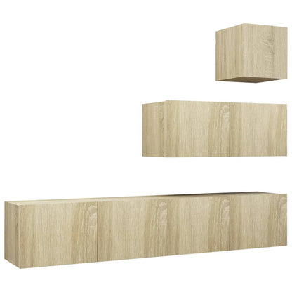 4 Piece TV Cabinet Set Sonoma Oak Engineered Wood