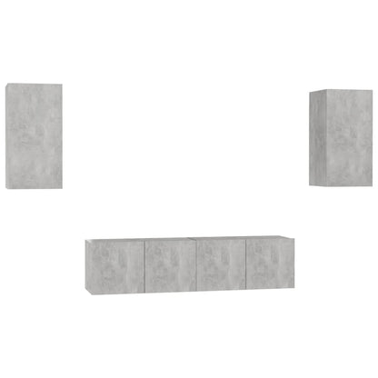4 Piece TV Cabinet Set Concrete Grey Engineered Wood