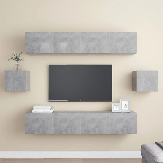 6 Piece TV Cabinet Set Concrete Grey Engineered Wood