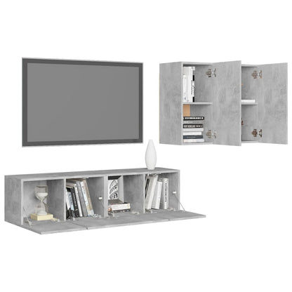4 Piece TV Cabinet Set Concrete Grey Engineered Wood