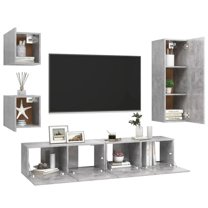 5 Piece TV Cabinet Set Concrete Grey Engineered Wood