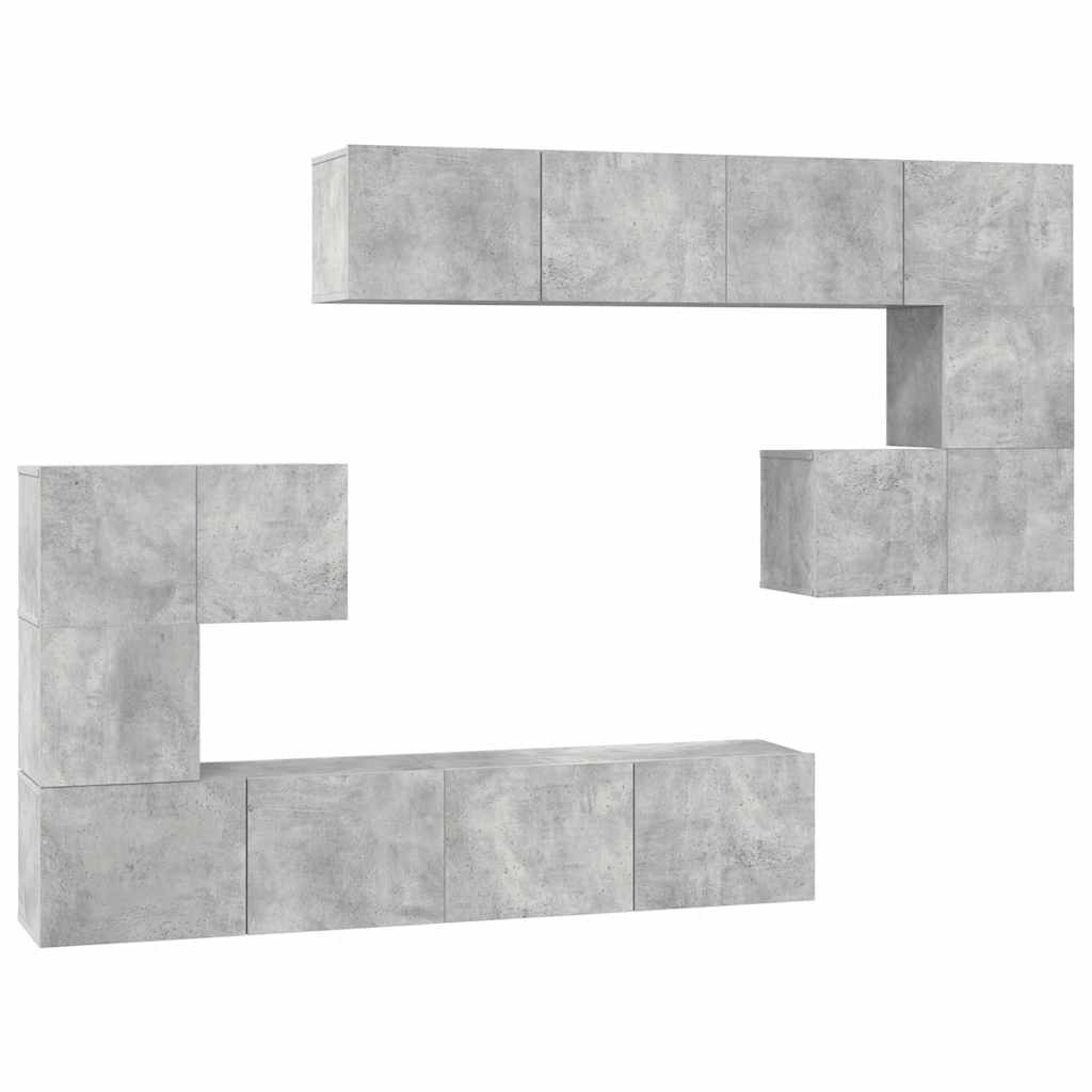 8 Piece TV Cabinet Set Concrete Grey Engineered Wood