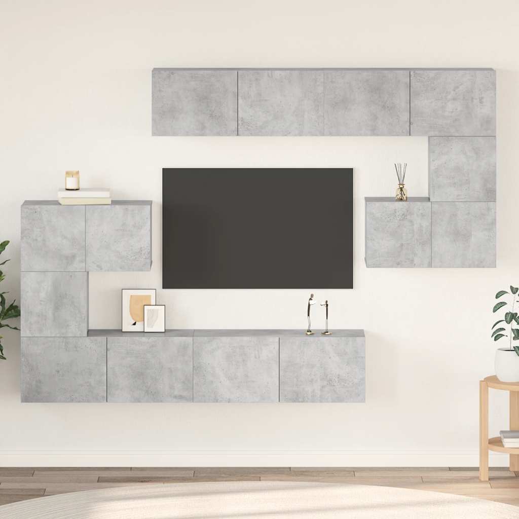 8 Piece TV Cabinet Set Concrete Grey Engineered Wood