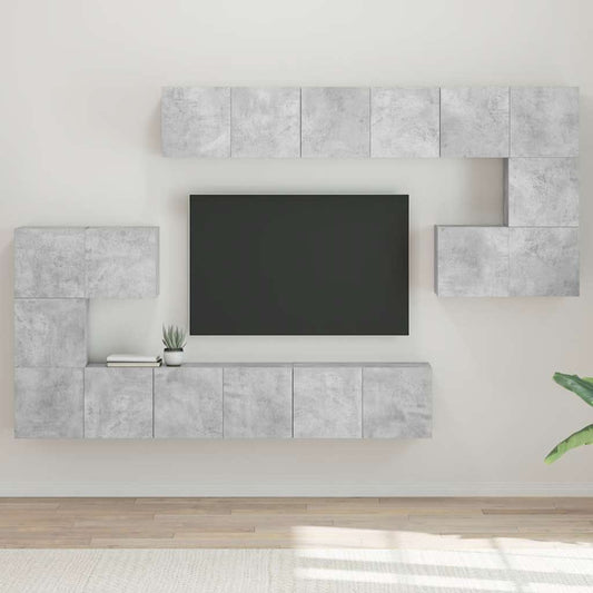 10 Piece TV Cabinet Set Concrete Grey Engineered Wood