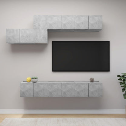 7 Piece TV Cabinet Set Concrete Grey Engineered Wood