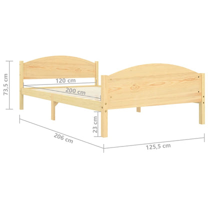 Bed Frame without Mattress Solid Pine Wood 120x200cm