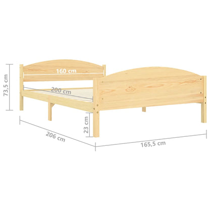 Bed Frame without Mattress Solid Pine Wood 160x200cm