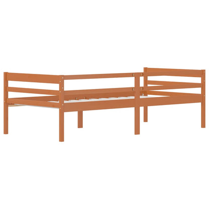 Bed Frame without Mattress Honey Brown Solid Pinewood 90x200 cm