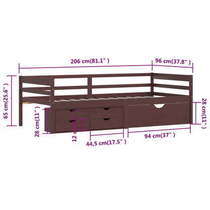 Bed Frame with Storage without Mattress Dark Brown 90x200 cm