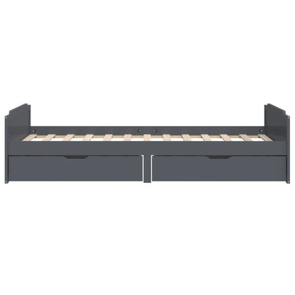 Bed Frame without Mattress Dark Grey Solid Wood Pine 90x200 cm