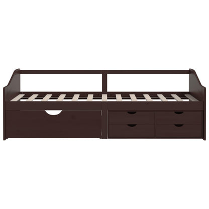3-Seater Day Bed without Mattress Dark Brown Solid Pinewood 90x200cm