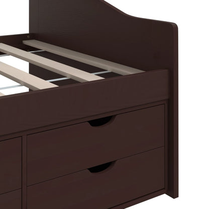 3-Seater Day Bed without Mattress Dark Brown Solid Pinewood 90x200cm