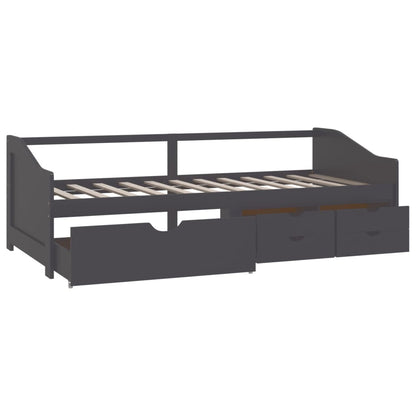 3-Seater Day Bed without Mattress Grey Solid Pinewood 90x200cm
