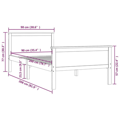 Bed Frame without Mattress Solid Wood Pine 90x200 cm