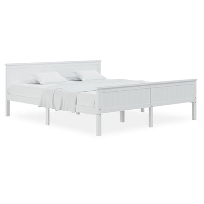 Bed Frame without Mattress White Solid Wood Pine 200x200 cm