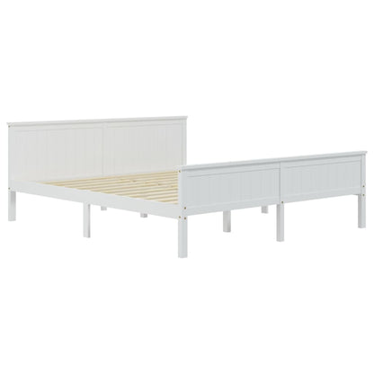 Bed Frame without Mattress White Solid Wood Pine 200x200 cm