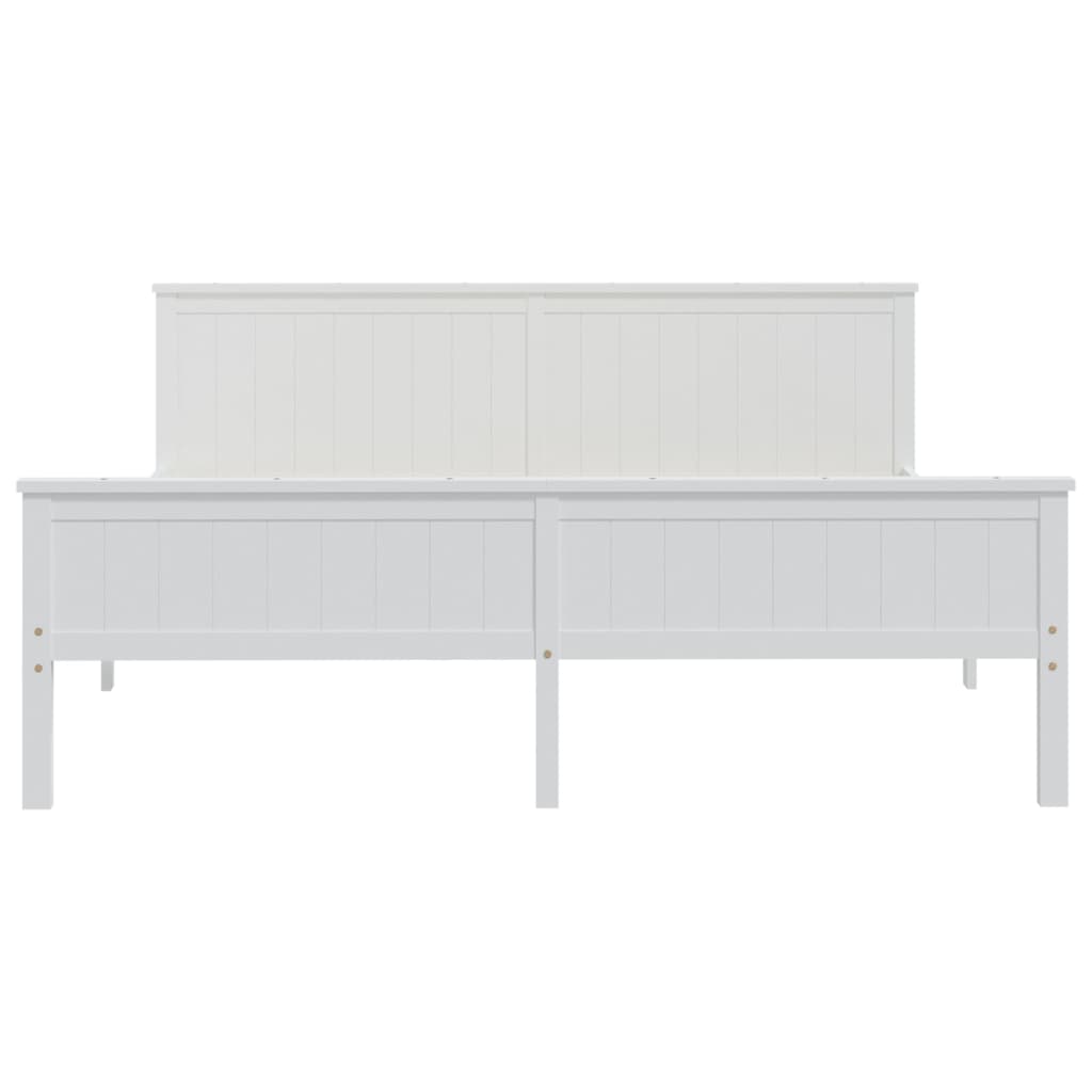 Bed Frame without Mattress White Solid Wood Pine 200x200 cm