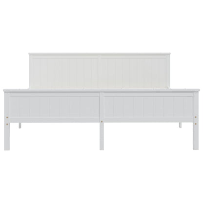 Bed Frame without Mattress White Solid Wood Pine 200x200 cm