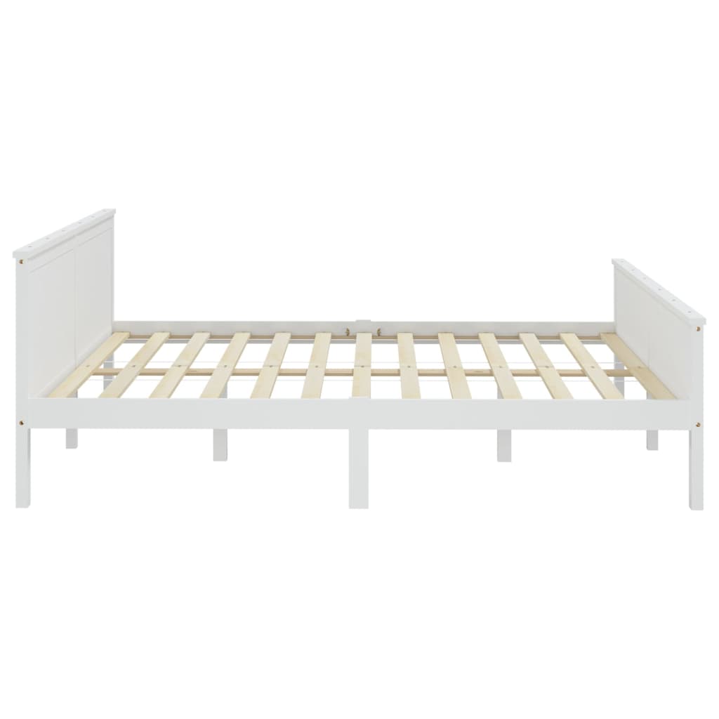 Bed Frame without Mattress White Solid Wood Pine 200x200 cm