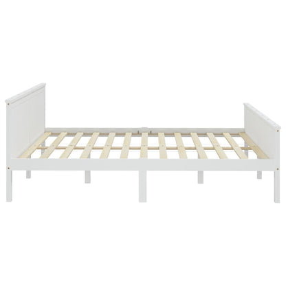 Bed Frame without Mattress White Solid Wood Pine 200x200 cm