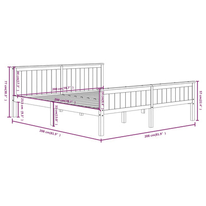 Bed Frame without Mattress White Solid Wood Pine 200x200 cm