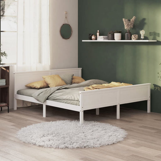 Bed Frame without Mattress White Solid Wood Pine 200x200 cm