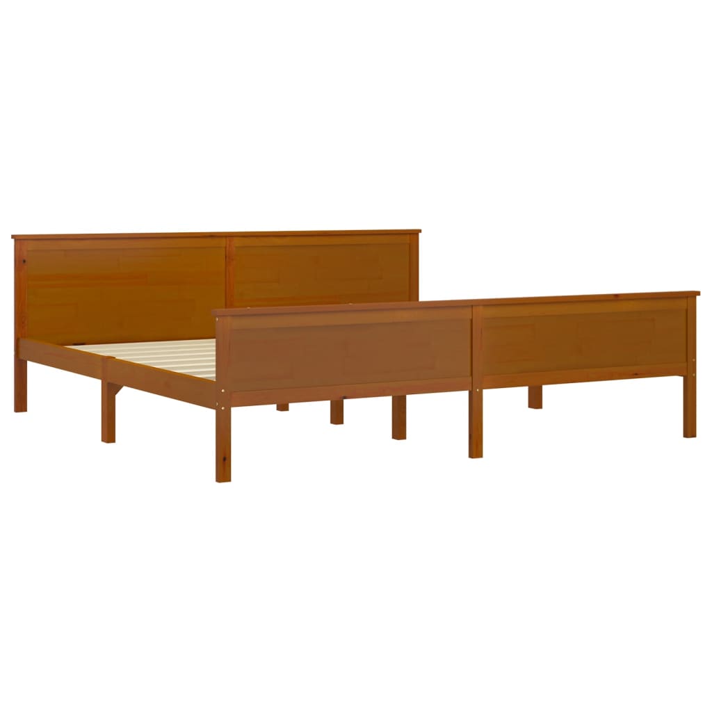 Bed Frame without Mattress Honey Brown Solid Wood Pine 200x200cm