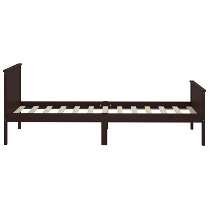 Bed Frame without Mattress Dark Brown Solid Wood Pine 100x200 cm