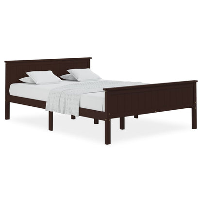 Bed Frame without Mattress Dark Brown Solid Wood Pine 160x200 cm