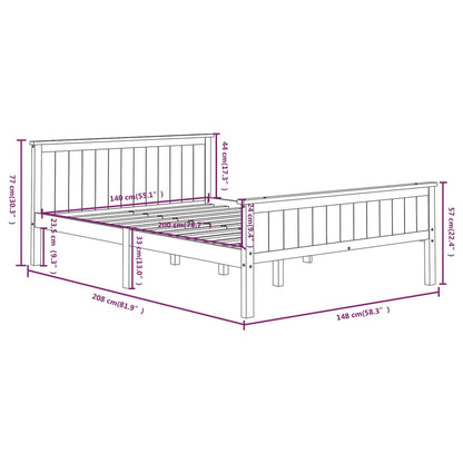 Bed Frame without Mattress Grey Solid Wood Pine 140x200 cm
