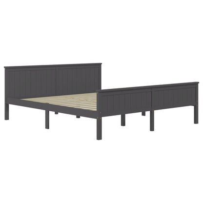 Bed Frame without Mattress Grey Solid Wood Pine 180x200 cm Super King