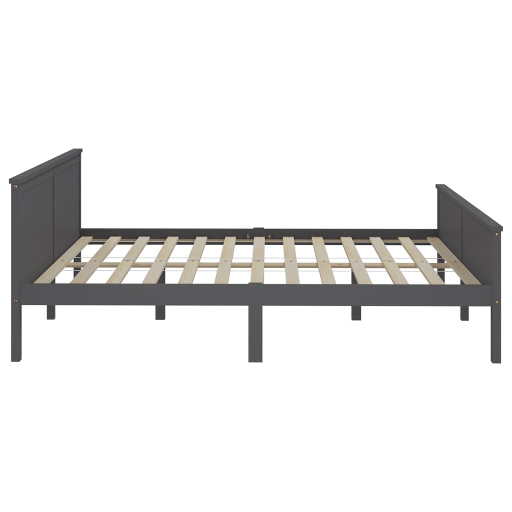 Bed Frame without Mattress Grey Solid Wood Pine 200x200 cm