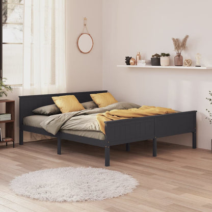 Bed Frame without Mattress Grey Solid Wood Pine 200x200 cm