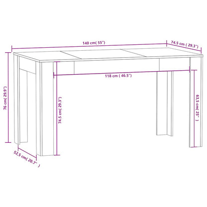 Dining Table Concrete Grey 140x74.5x76 cm Engineered Wood