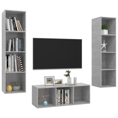 3 Piece TV Cabinet Set Concrete Grey Engineered Wood