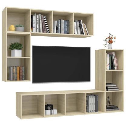 4 Piece TV Cabinet Set Sonoma Oak Engineered Wood