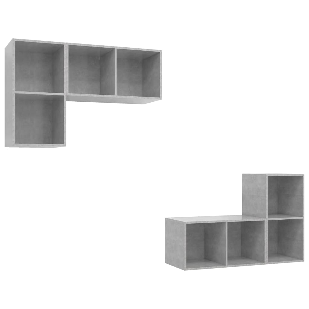 Wall-mounted TV Cabinets 4 pcs Concrete Grey Engineered Wood
