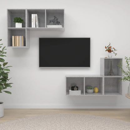 Wall-mounted TV Cabinets 4 pcs Concrete Grey Engineered Wood
