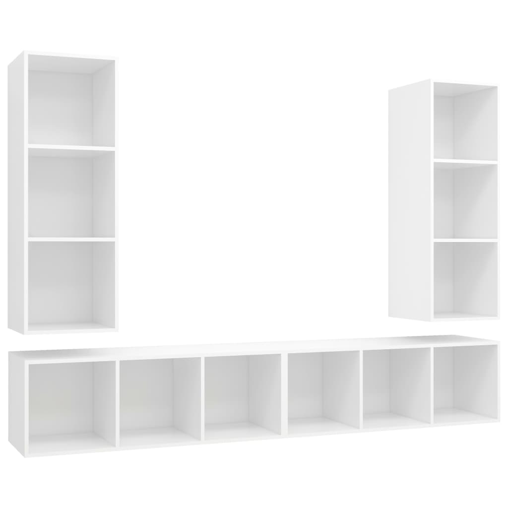 Wall-mounted TV Cabinets 4 pcs White Engineered Wood