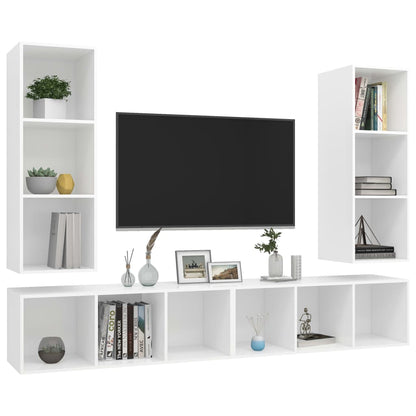 Wall-mounted TV Cabinets 4 pcs White Engineered Wood